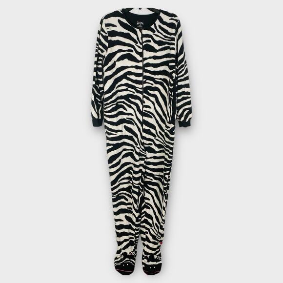 Nick & Nora Zebra Print Footed Pajamas XL Womens EXC One Piece Animal Print - Picture 1 of 8